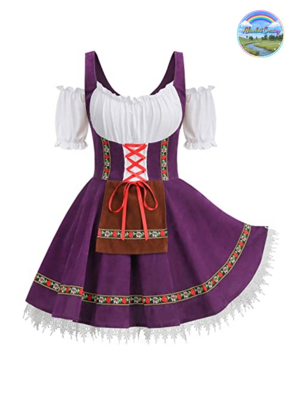 Women's Oktoberfest Bavarian Dirndl Costume Velvet Dress with Ribbon